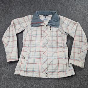Columbia Ski Jacket Small White Red‎ Blue Interchange Coat Mid Length No Hood